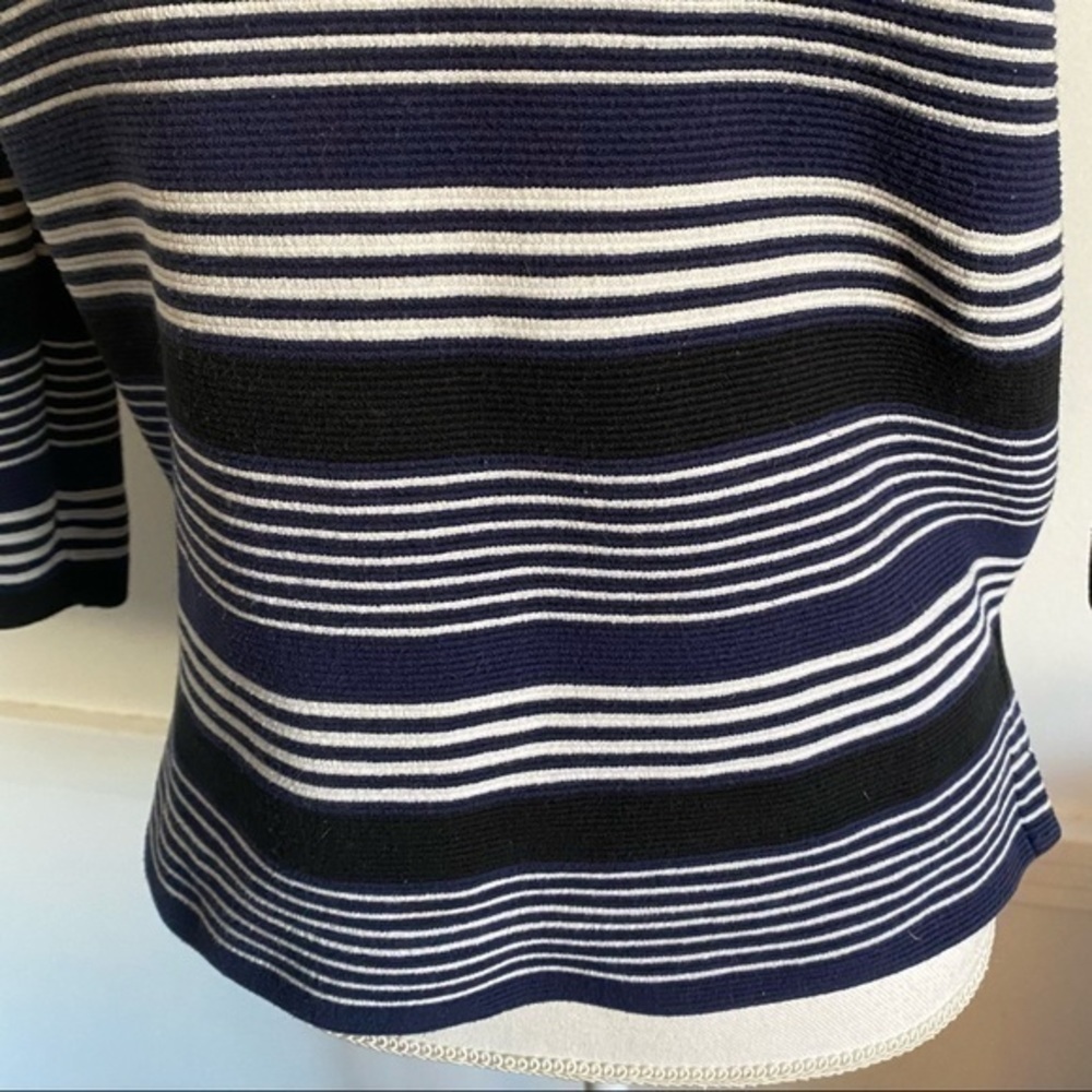 Madewell • Navy Black White Gallerist Ponte Stripemix Striped Sweater - Picture 4 of 9